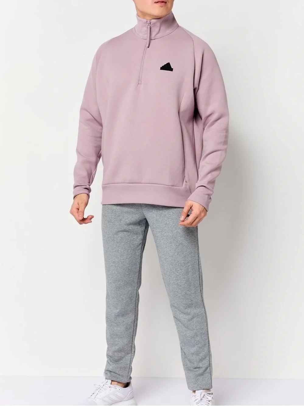 adidas Men's Quarter-Zip Sweatshirt Mauve